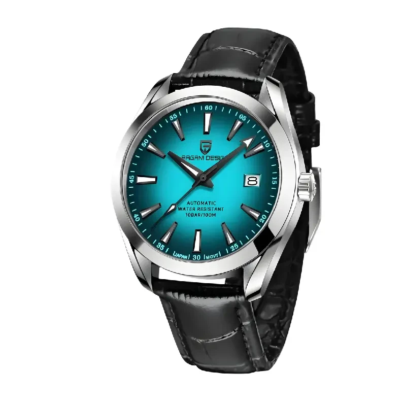 Pagani Design Aqua Terra Vivid Gradient Blue Dial Leather Men's Watch- PD-1688